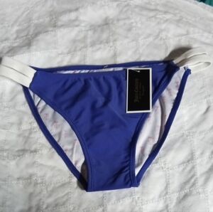Juicy Couture Woman's White and Blue Bikini Bottom W/ Juicy Printed On Back